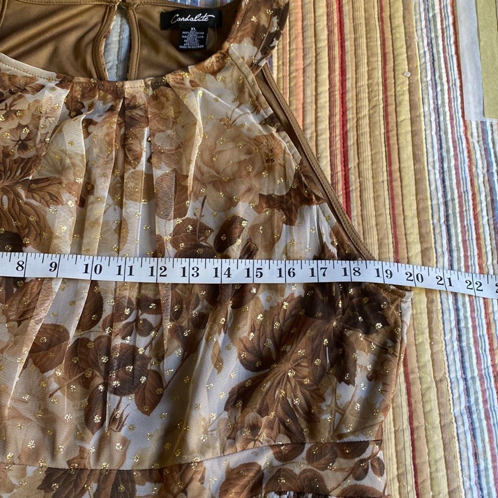 Candalite Gold Brown Tan Maxi Dress XL - Picture 6 of 9